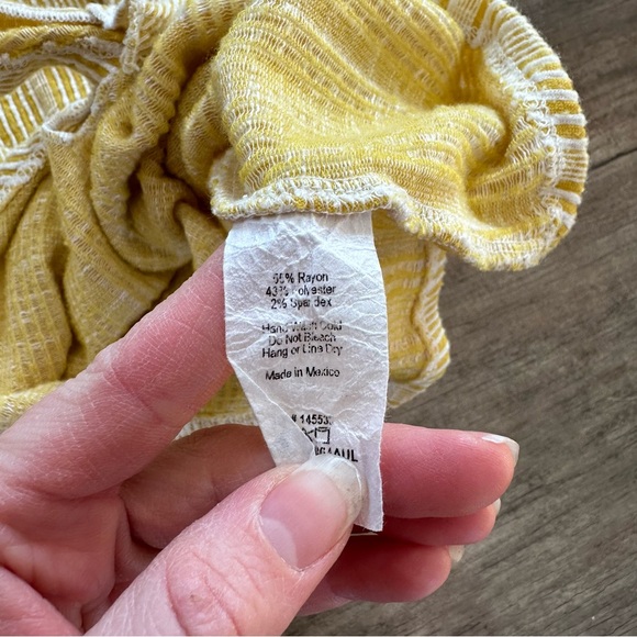 Anthro W5 mustard  striped tie front ruffle sleeve top - Picture 7 of 7